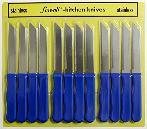 fixwell Stainless Steel Knife Set, 12-Piece, WHITE